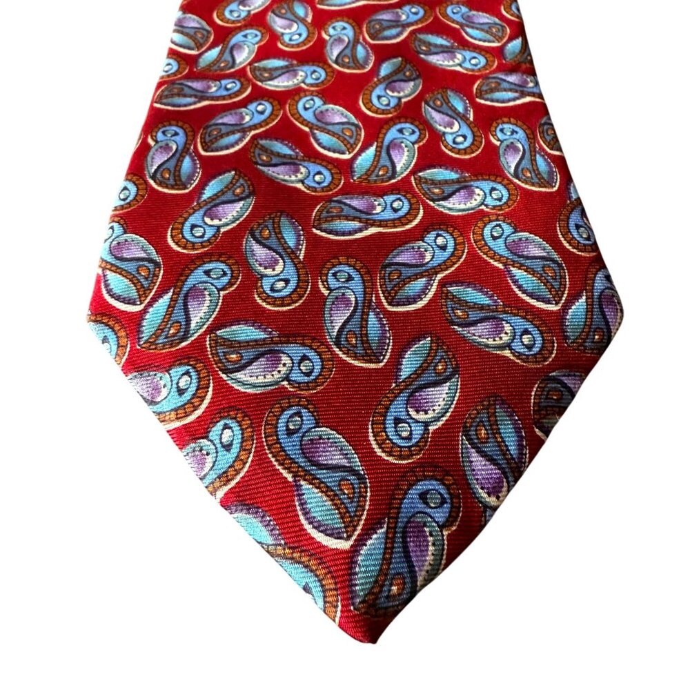 Vintage Christian Dior Monsieur Red Paisley All Silk Tie Made In USA 3.5 x 58